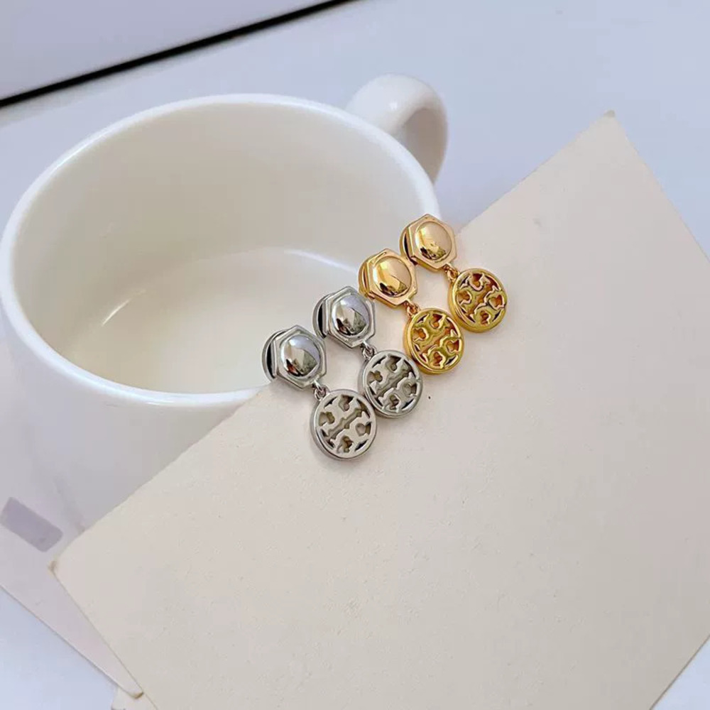 Tory Burch Hollow English Letter Metal Earrings